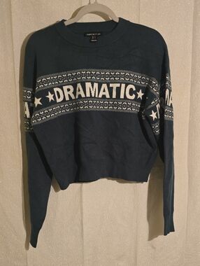 Arden B Teal Blue 'DRAMATIC' Crewneck Sweater